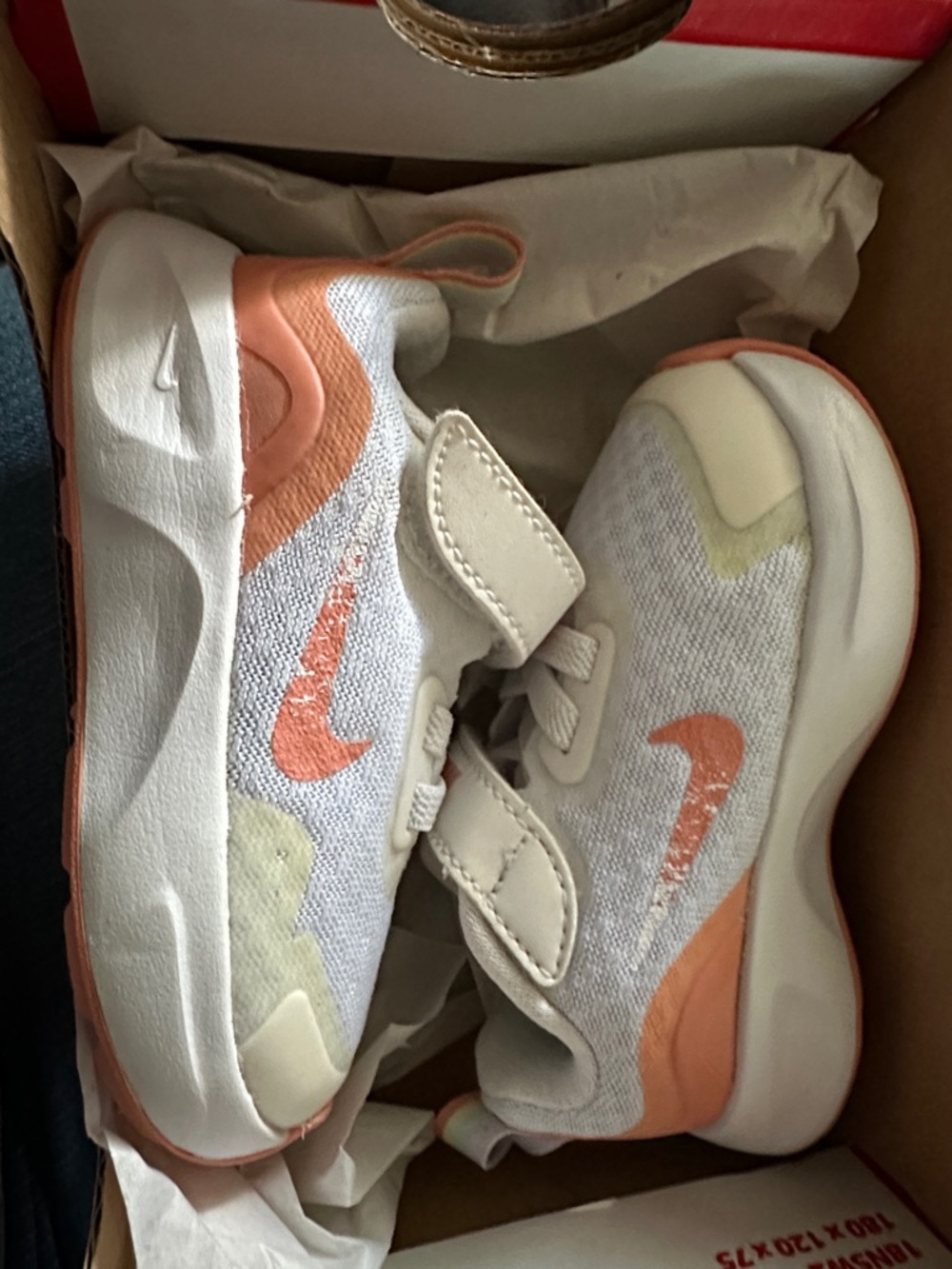 Nike Kids Velcro Sneakers - White & Peach